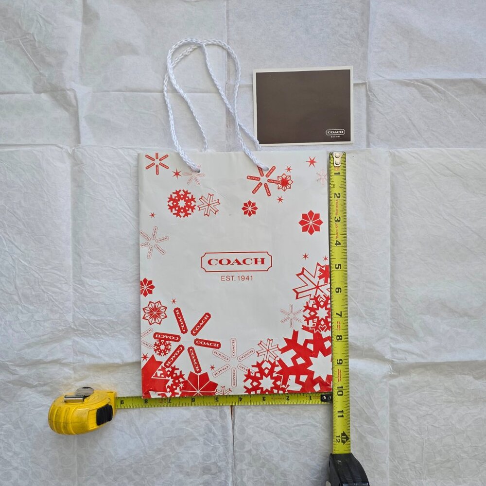 Coach Set: 10x8 Gift Bag, Tissue-4ct, Care Card Envelope - Red Snowflake Limited